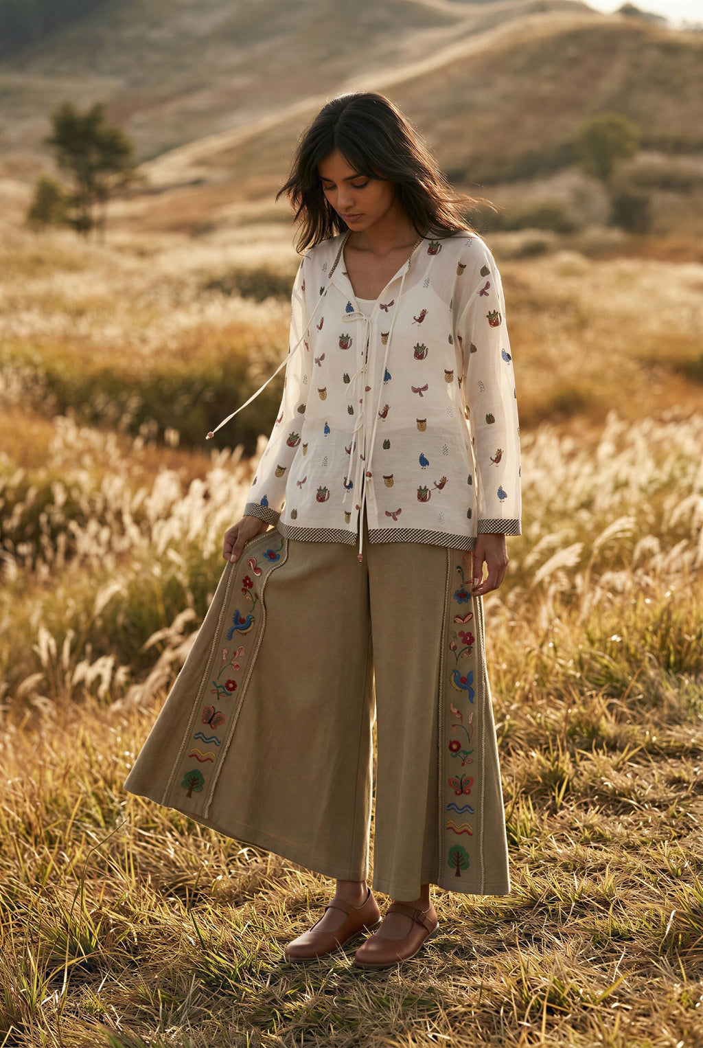White Printed Top