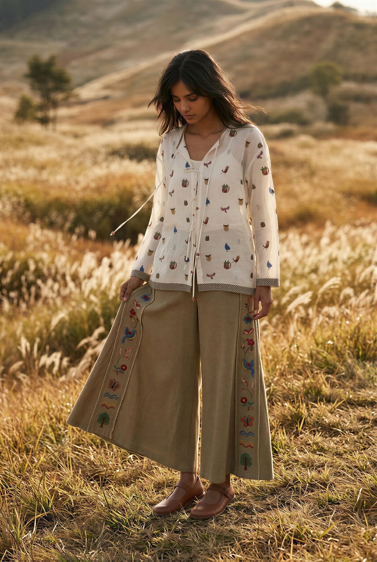 White Printed Top