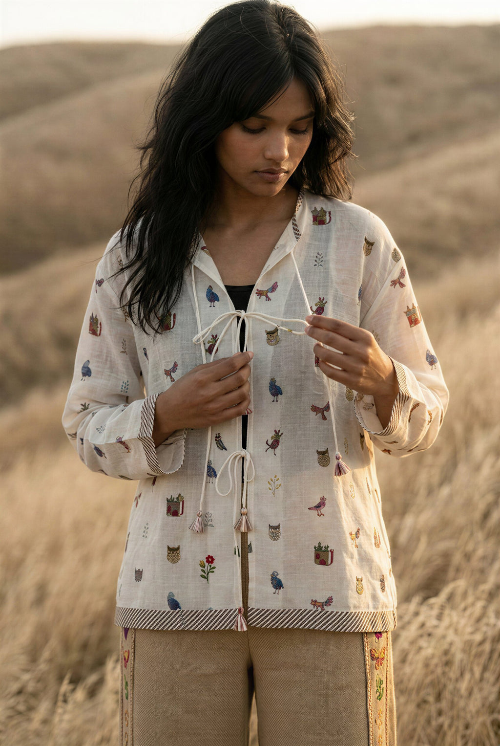 White Printed Top