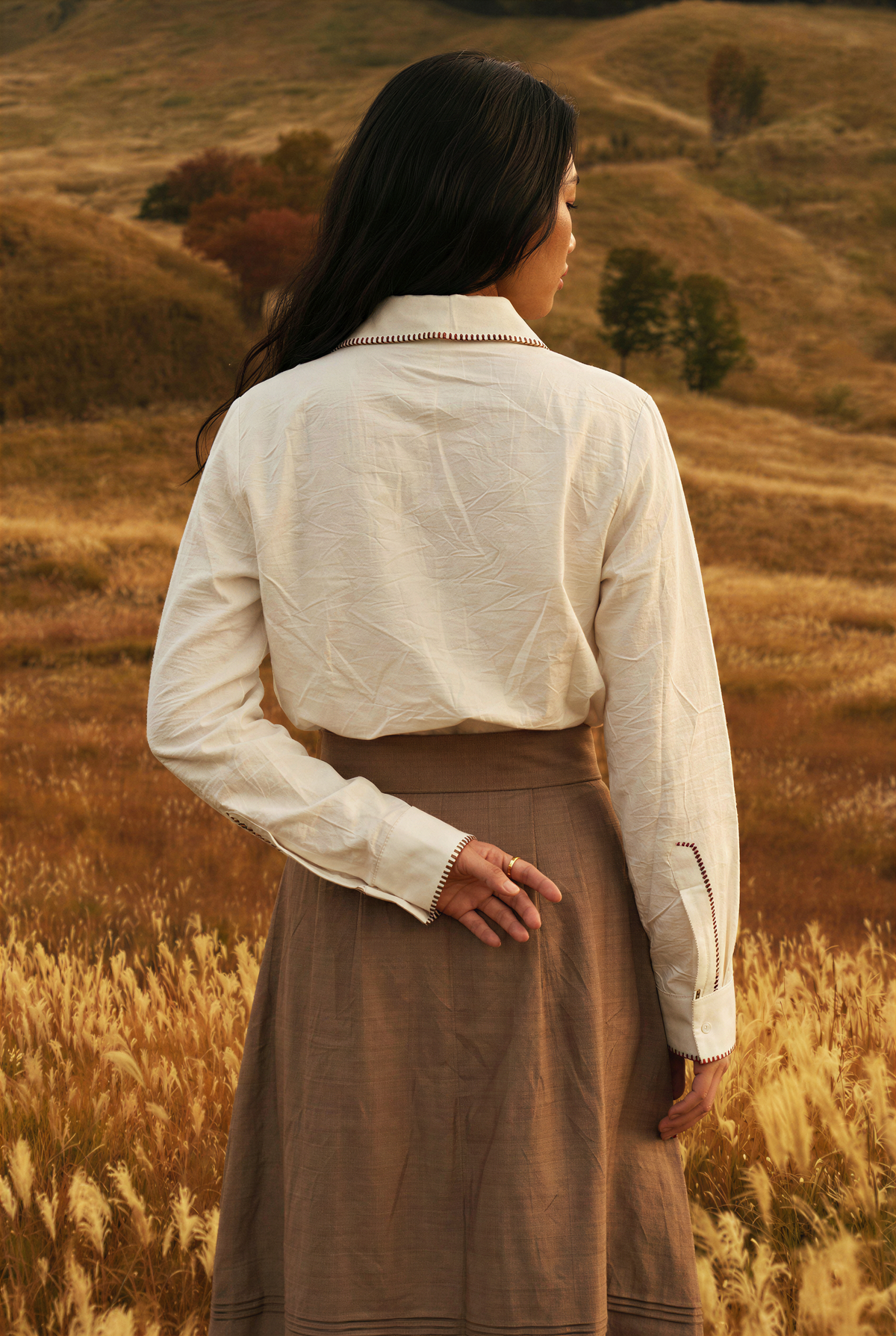 White Crushed Silk Shirt