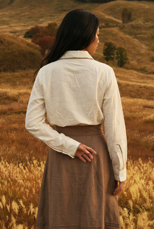 Beige Embroidered Skirt