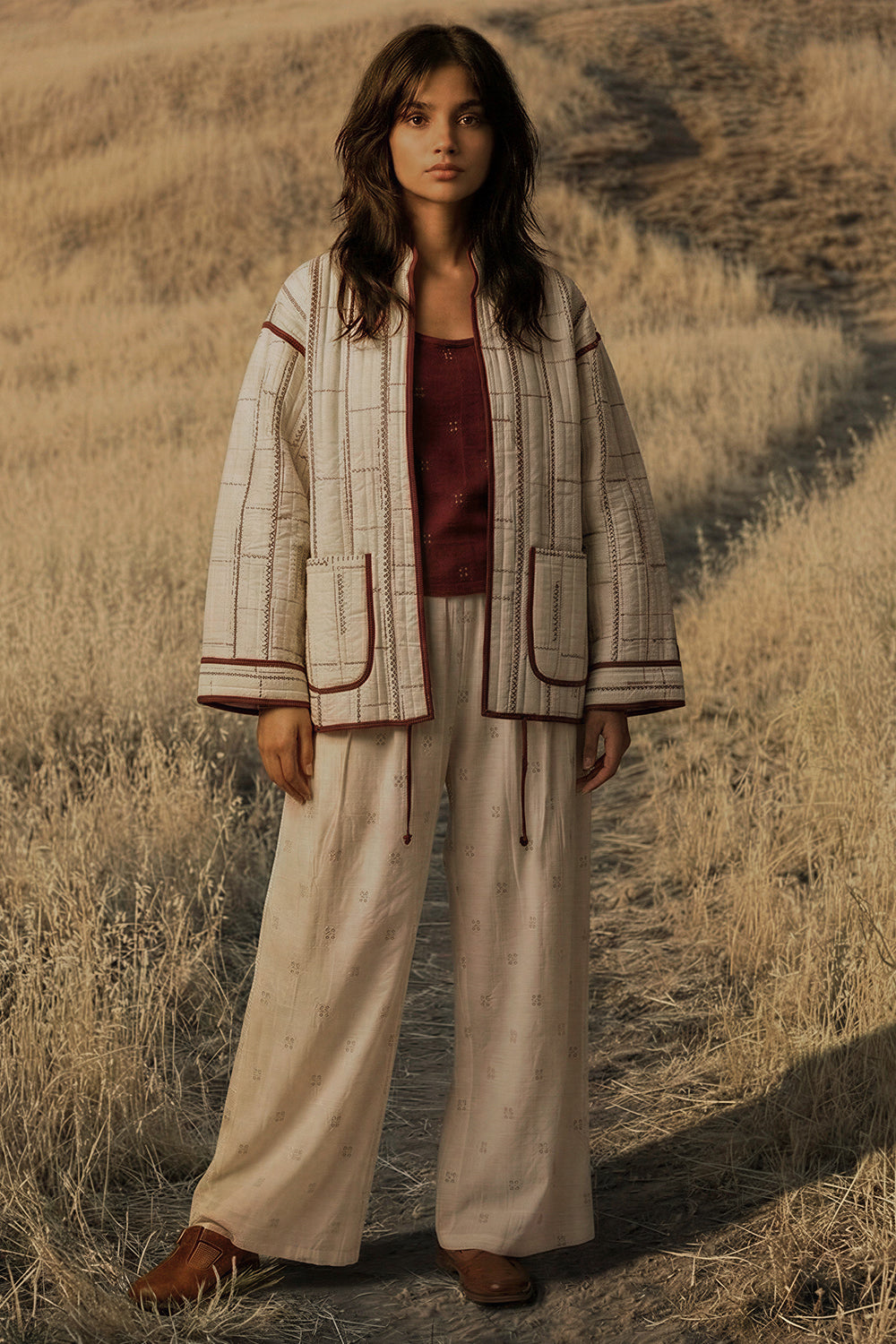 White Printed Quilted Jacket