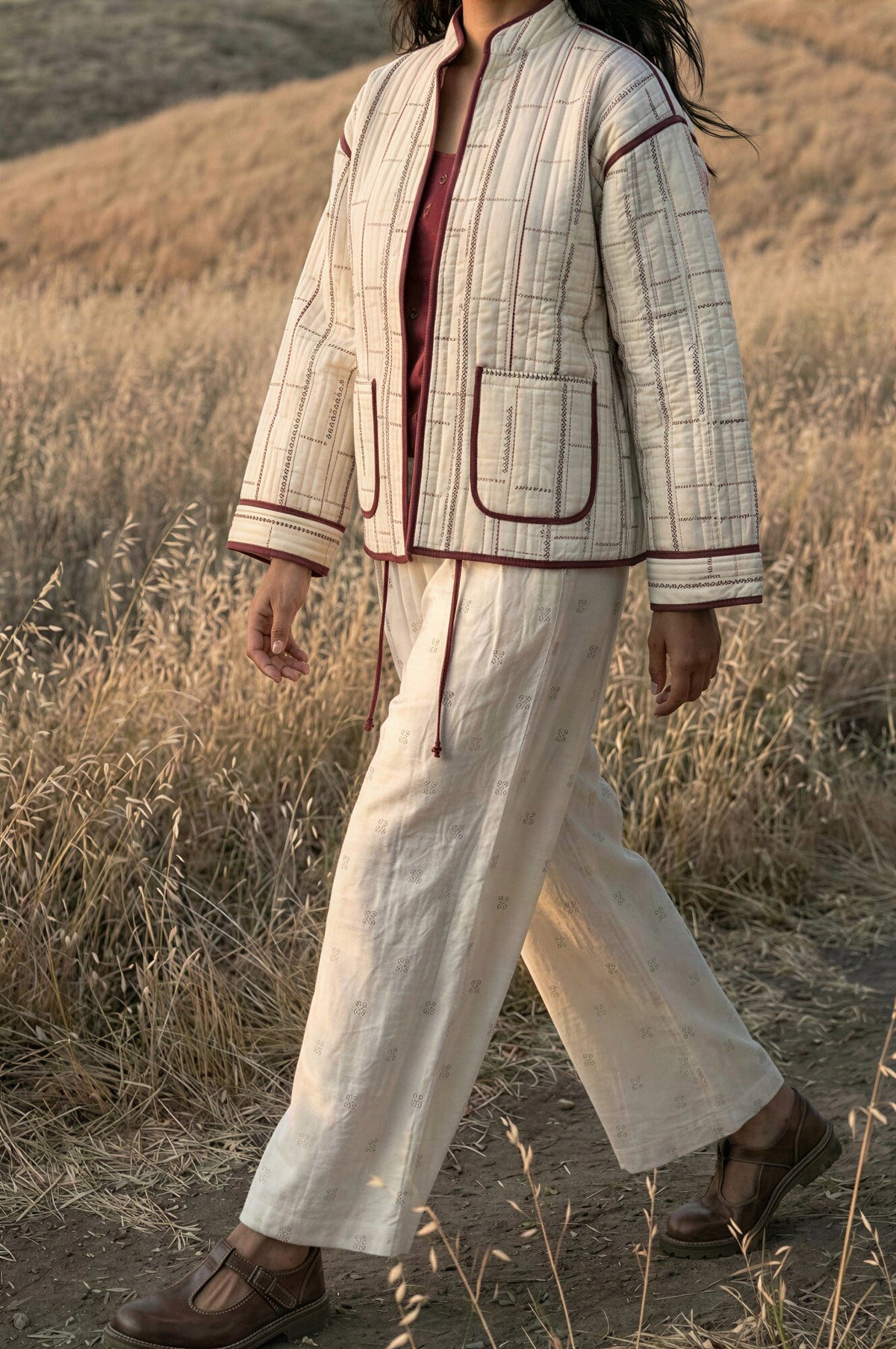 White Printed Quilted Jacket