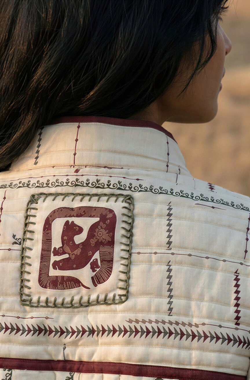 White Printed Quilted Jacket