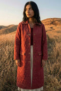 Red Quilted Long Jacket