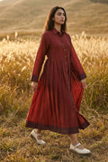 Red & Burgundy Silk Dress