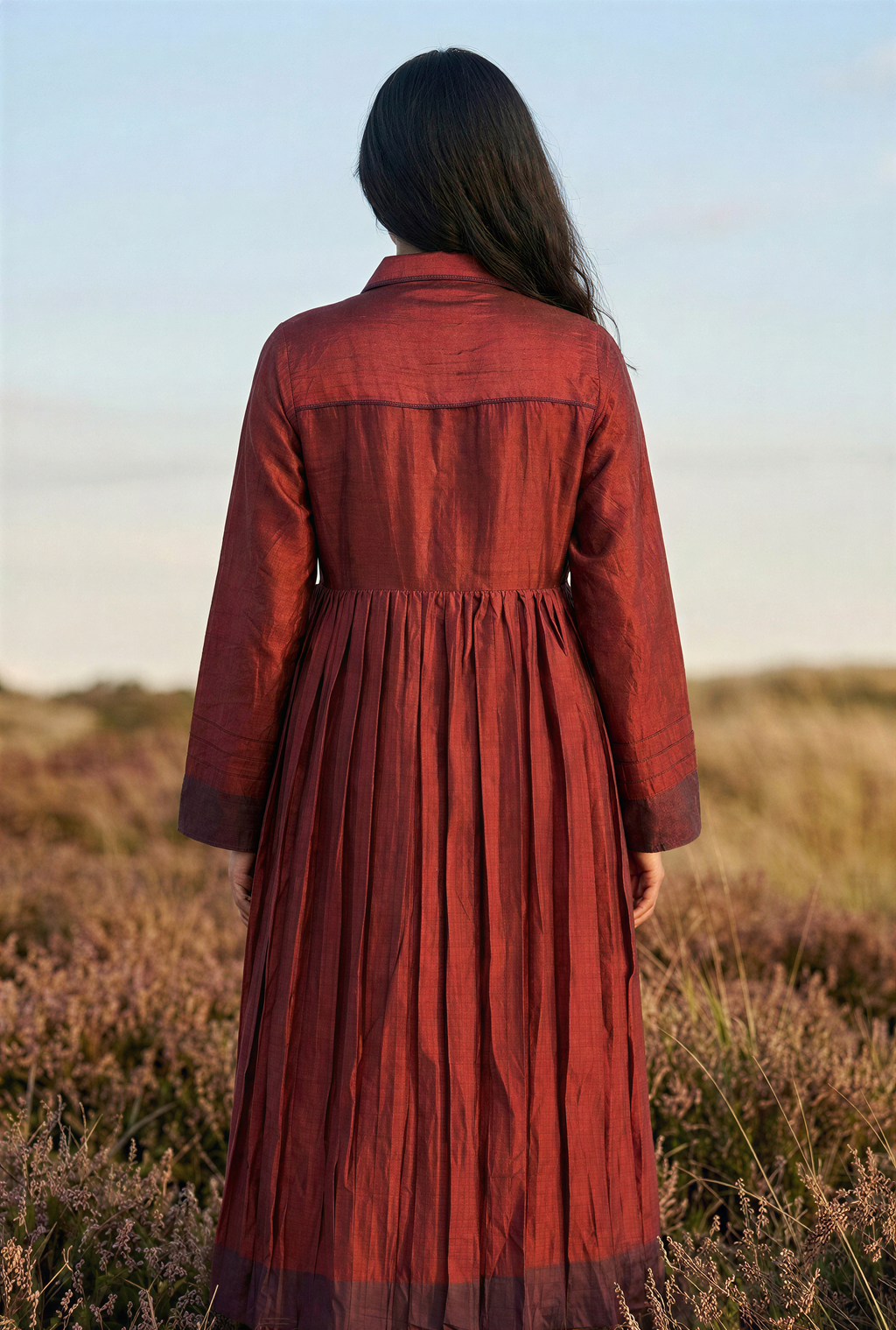 Red & Burgundy Silk Dress