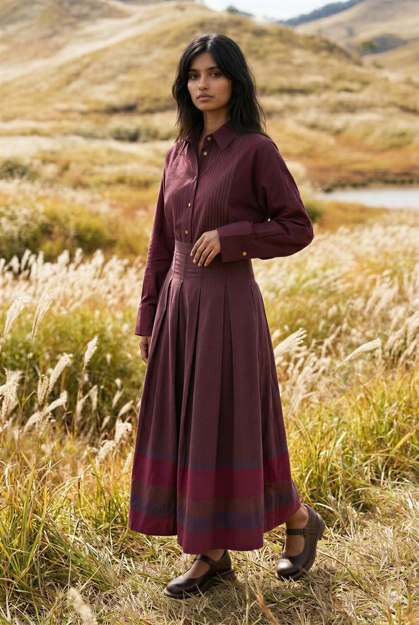 Nagpur Checks Pleated Skirt