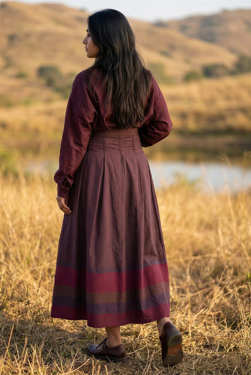 Nagpur Checks Pleated Skirt