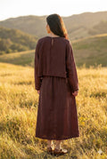 Burgundy Asymmetrical Silk Skirt