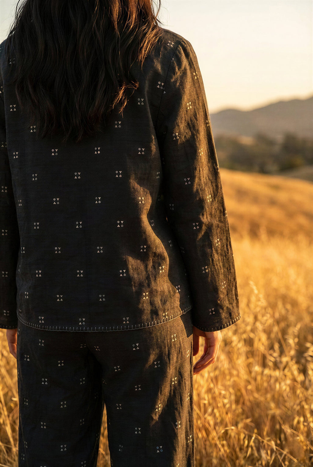 Black Warli Printed Embroidered Jacket