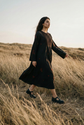 Black Silk Embroidered Dress