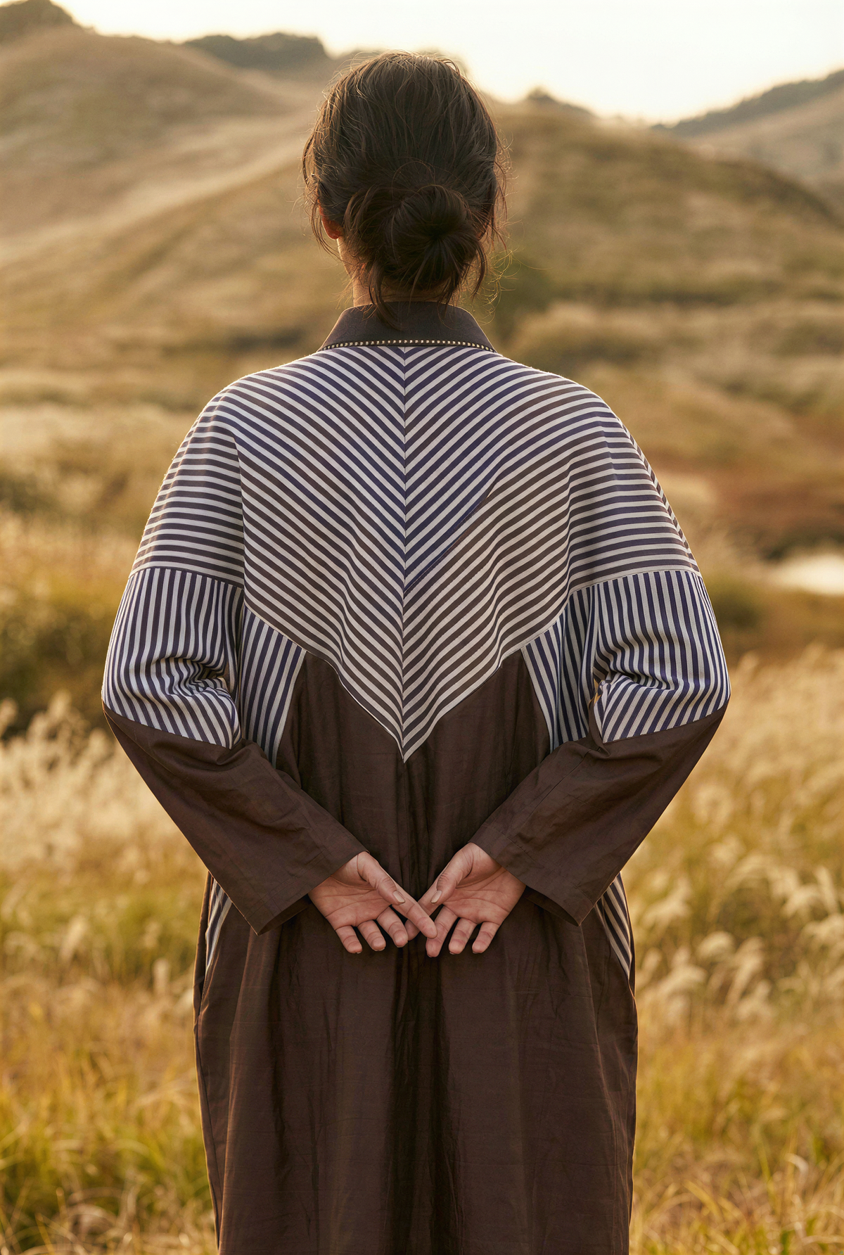 Brown Striped Lurex Shirt Dress