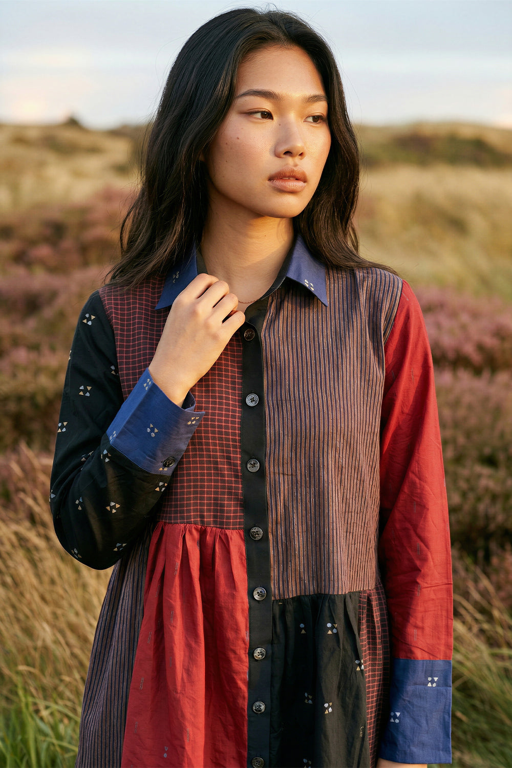 Multicolor Printed Bamboo-Cotton Shirt Dress