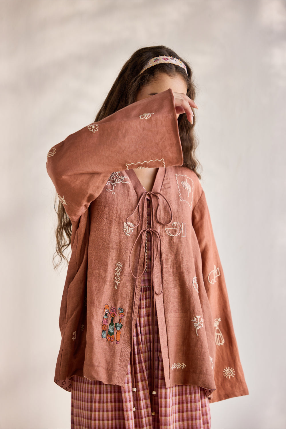 Chai woven linen embroidered kimono summer jacket