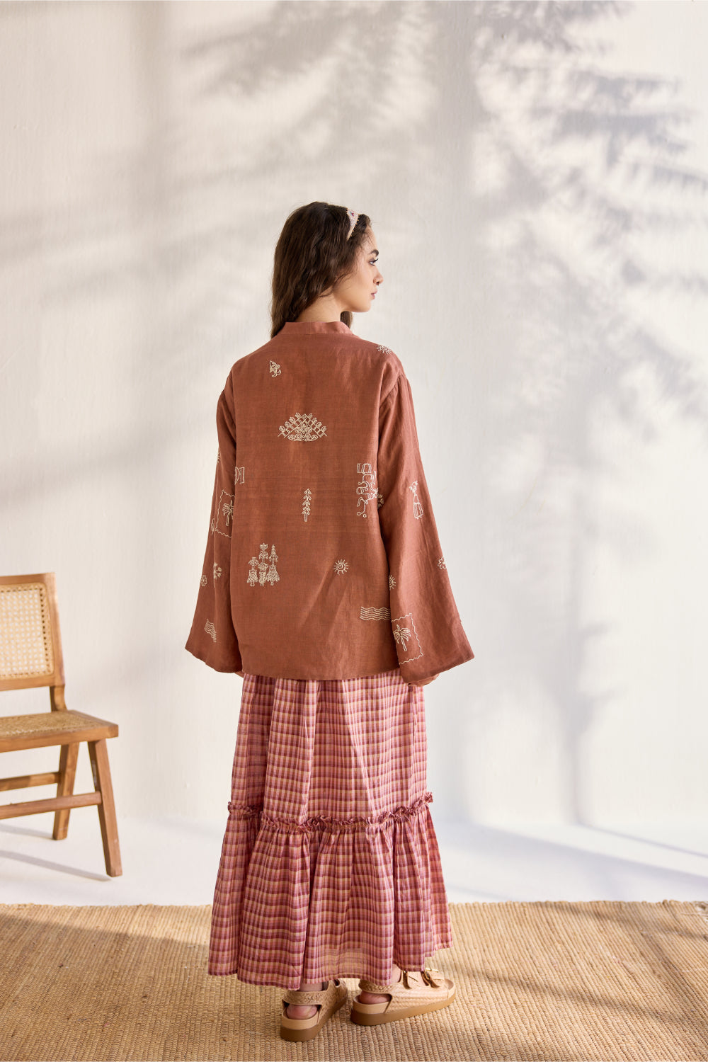 Chai woven linen embroidered kimono summer jacket