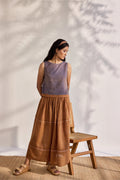 Chai woven striped gathered midi skirt