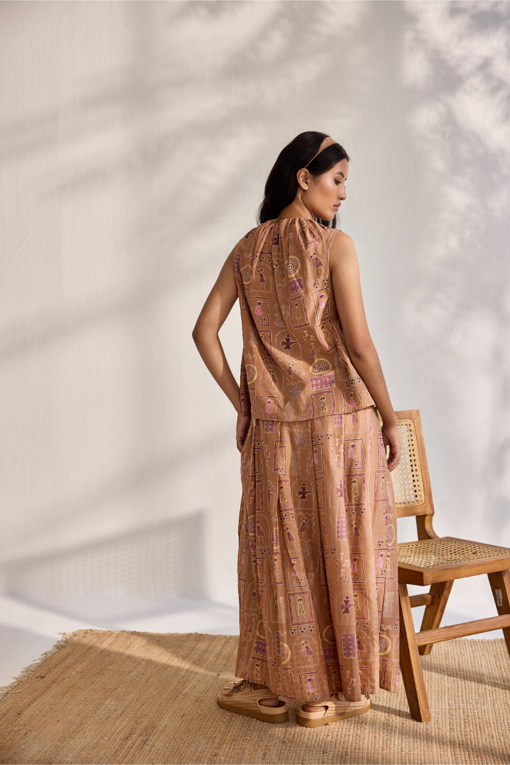 Chai bamboo cotton Warli printed top