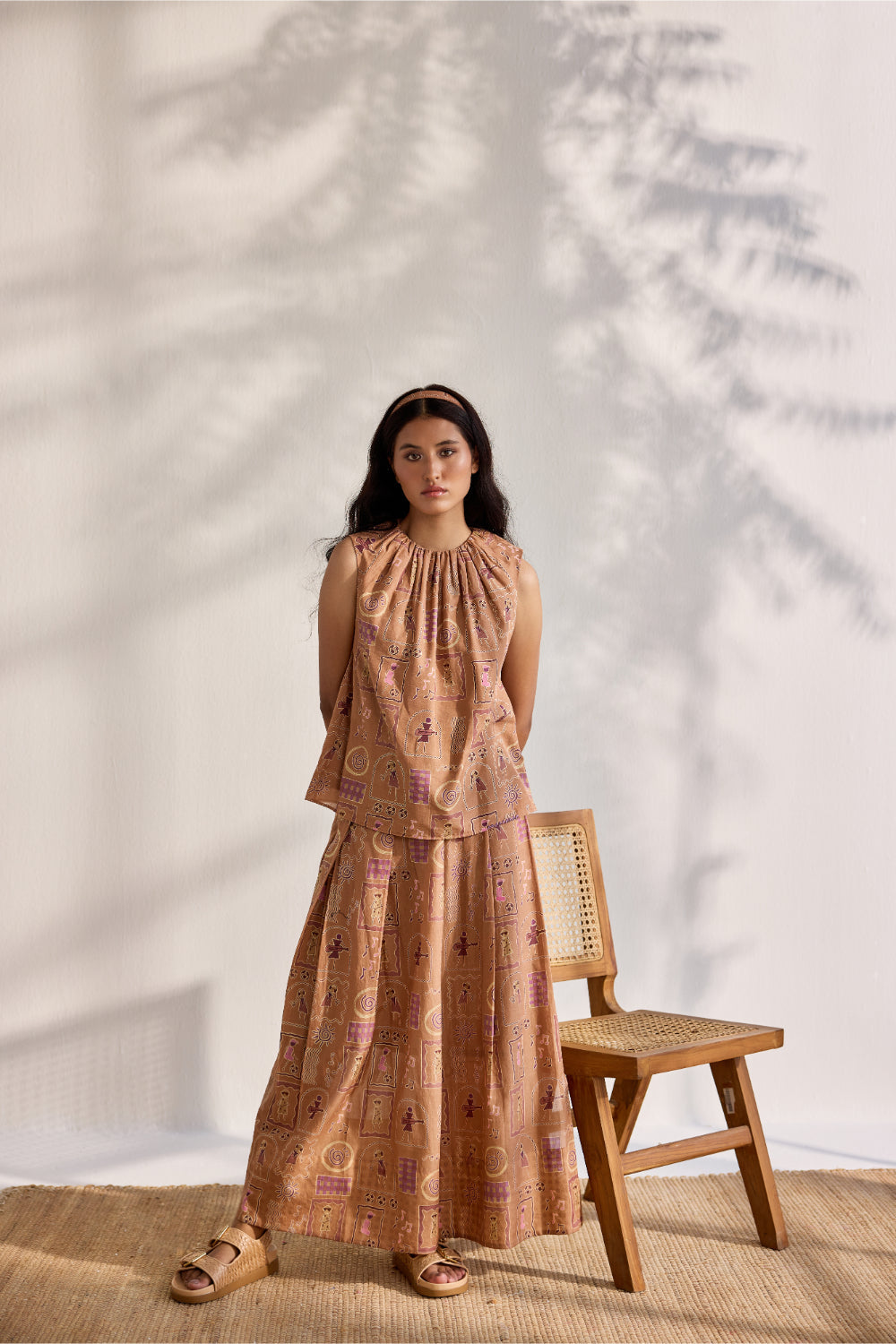 Chai bamboo cotton Warli printed top