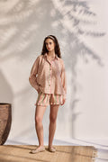 Candy striped woven embroidered oversized shirt