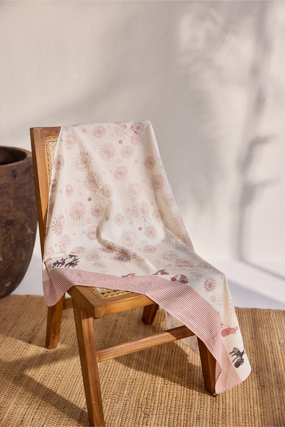 White bamboo cotton printed scarf